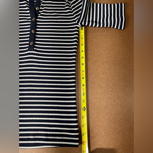 LOFT Navy and White Striped Button Down Shirt - Picture 7 of 8